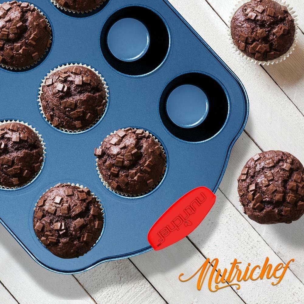 NutriChef 6 Pcs. Kitchen Oven Baking Pans - Deluxe Nonstick Blue Coating Inside