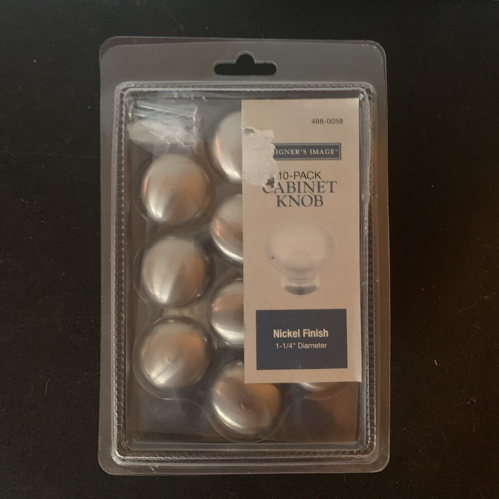Designer’s Image Nickel Finish 10 Pack Cabinet Knobs 1-1/4” Diameter Sealed