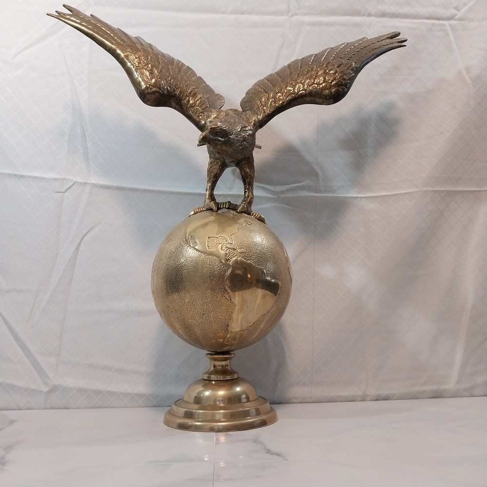 Imported Handcrafted Antique Bald Eagle Globe brass - Korea