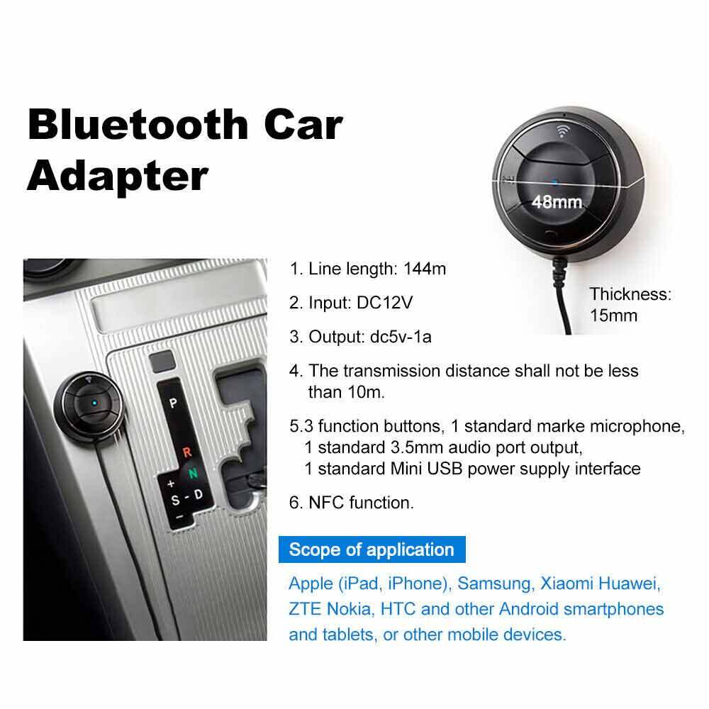 Wireless Bluetooth Car Kit Handsfree Music Receiver NFC AUX