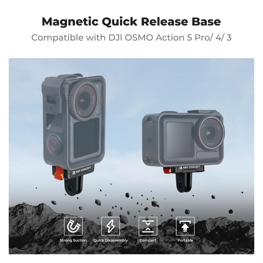 2 Pack Magnetic Quick Release Adapter Mount for DJI Osmo Action 5 Pro, Extens...