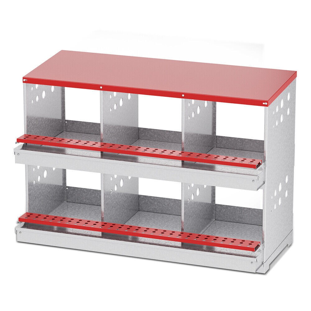 New 6Hole Chicken Nesting Boxes Metal Egg Laying Brooding Box With Vent Hole Set