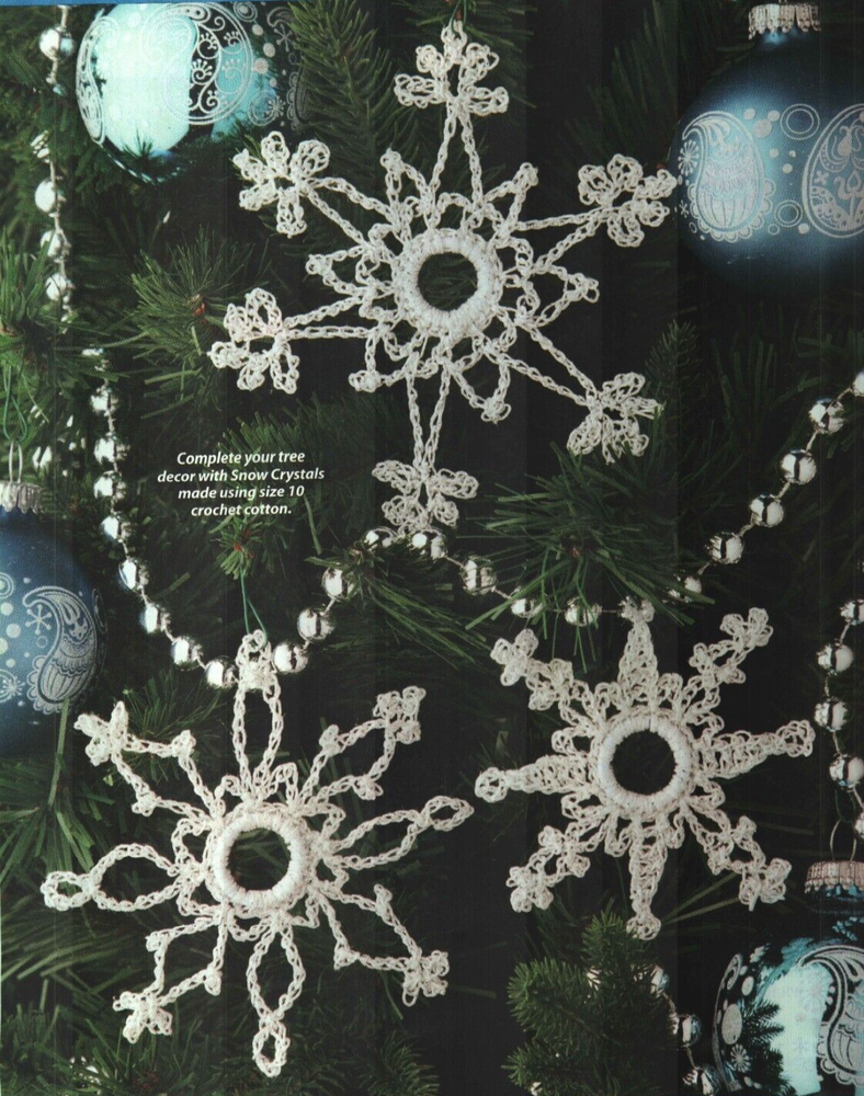 DAPPER SNOWMAN 3 SNOW CRYSTALS & SMALL BELL CROCHET PATTERN INSTRUCTIONS