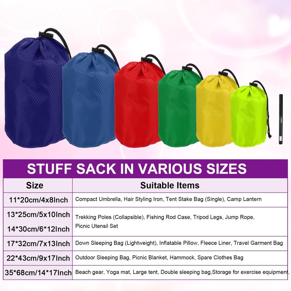 Stuff Sack, Nylon Waterproof Storage Sacks, 4x8Inch (Dark Blue)