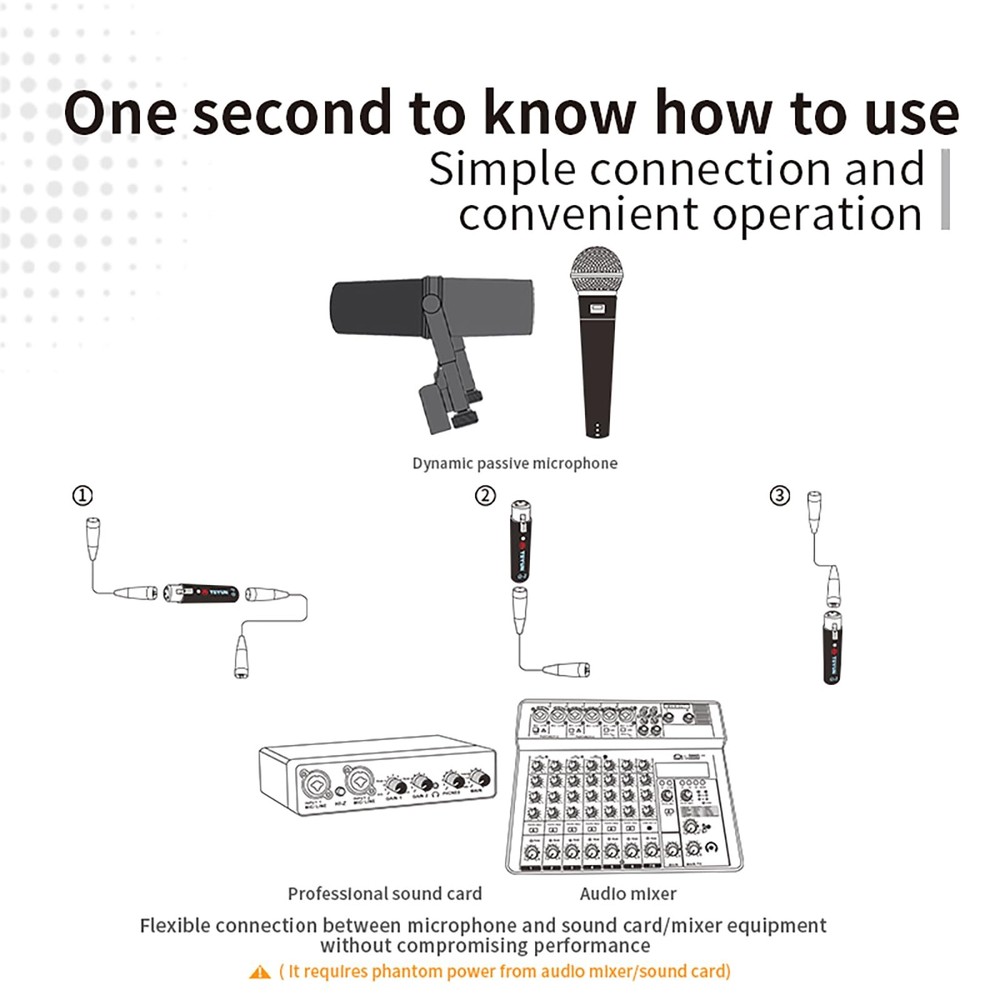 Microphone Preamp with 28dB Gain, Dynamite Active in Line Compact Dynamic Mic...