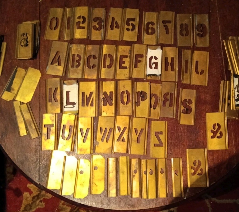 96 PC  2 Sets Brass Letter and Number Stencils- plus