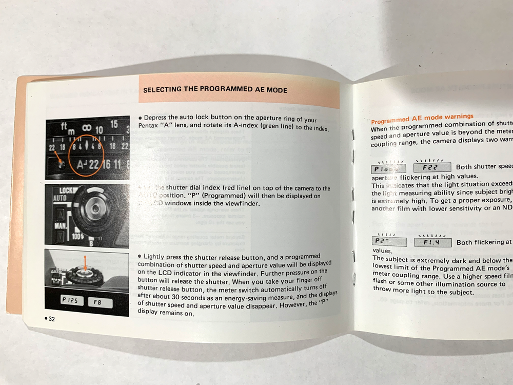 PENTAX PROGRAM PLUS INSTRUCTION BOOK