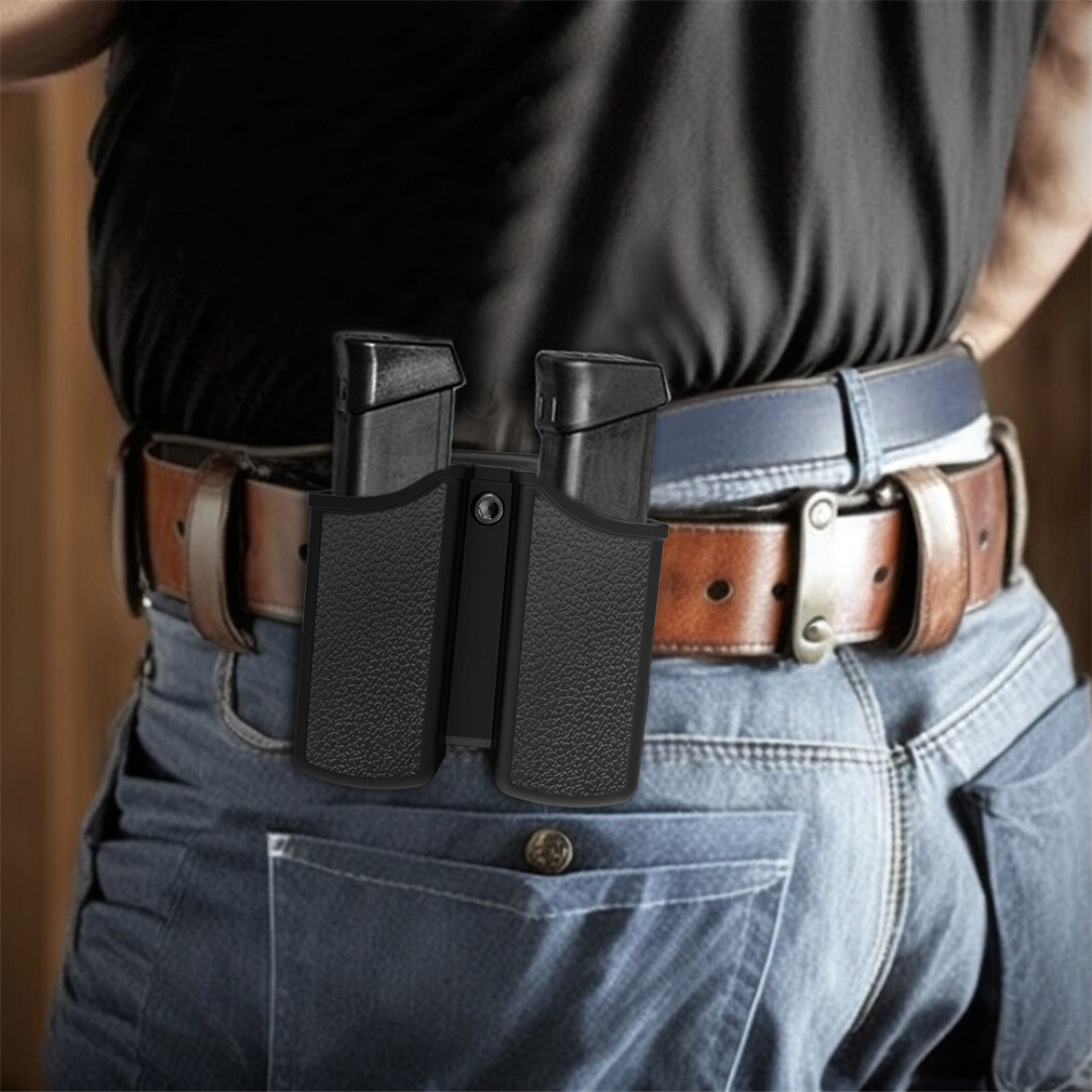 Universal Double Stack Magazine Belt Holster for 9mm 40 Cal Pistol Mag Holder