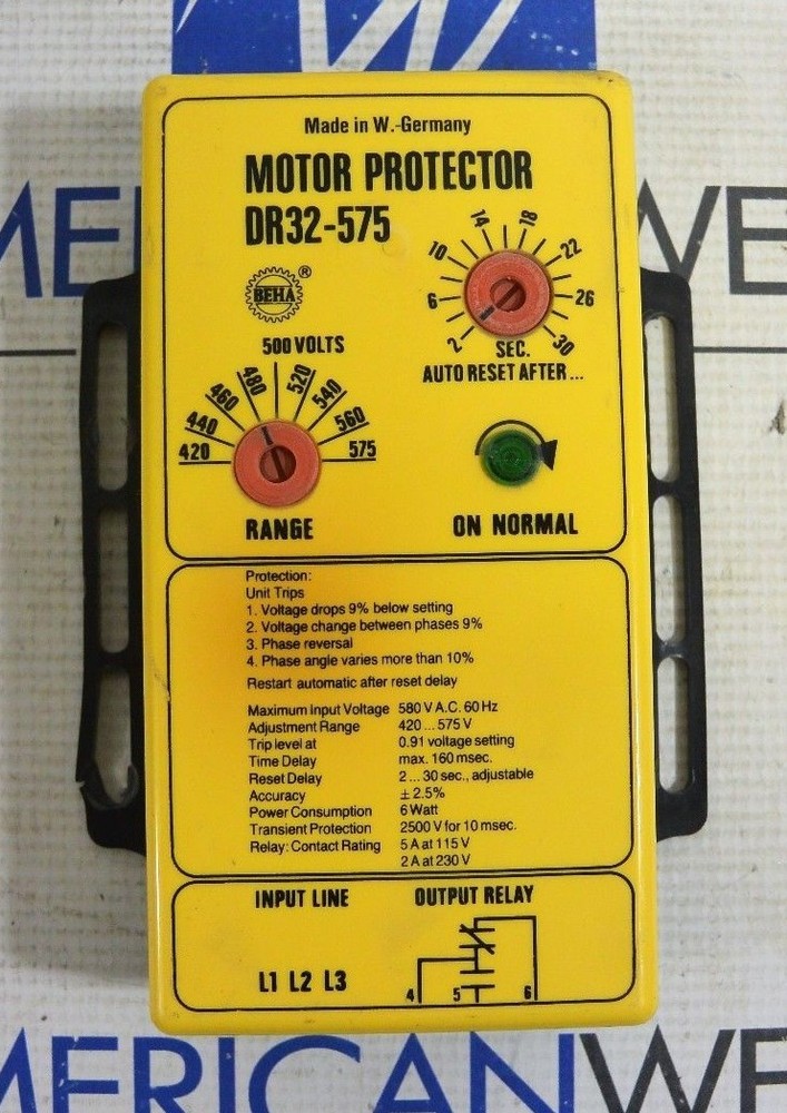 BEHA DR32-575 MOTOR PROTECTOR - USED - CHIPPED