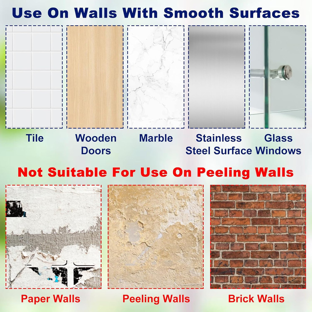 8 Pack Shower Caddy Adhesive Replacement, No Drilling Wall Mount Hook Strong ...