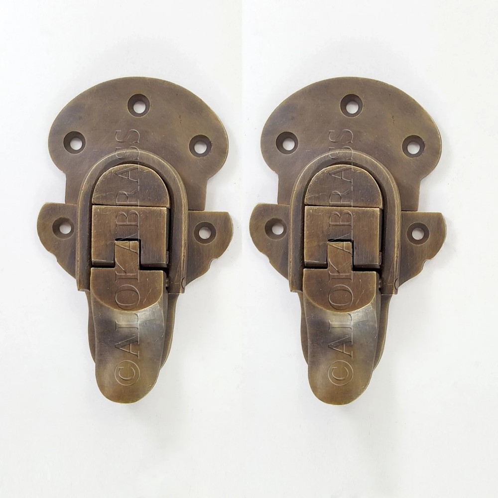 2 solid brass large Trunk Catch Hasp latch for Suitcase box old Style Lock 8.5cm