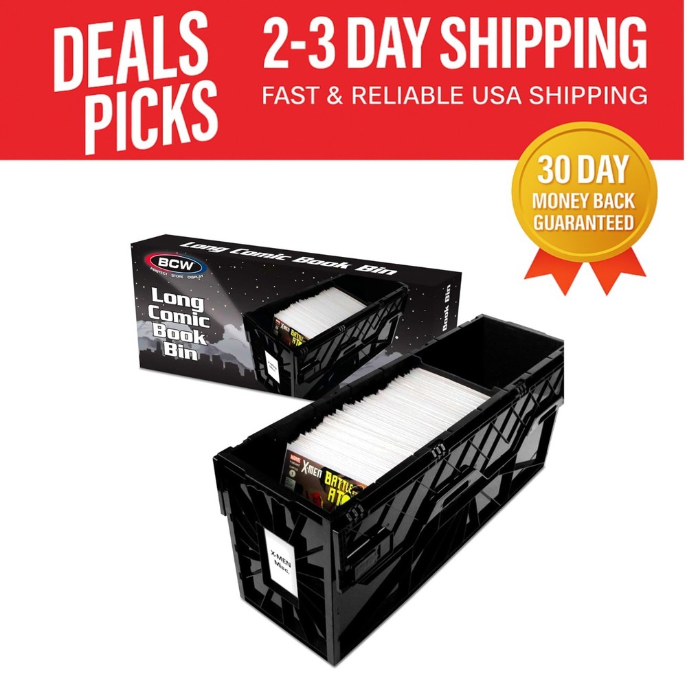 Secure Stackable Comic Book Storage Box with Movable Partition & Label Slot