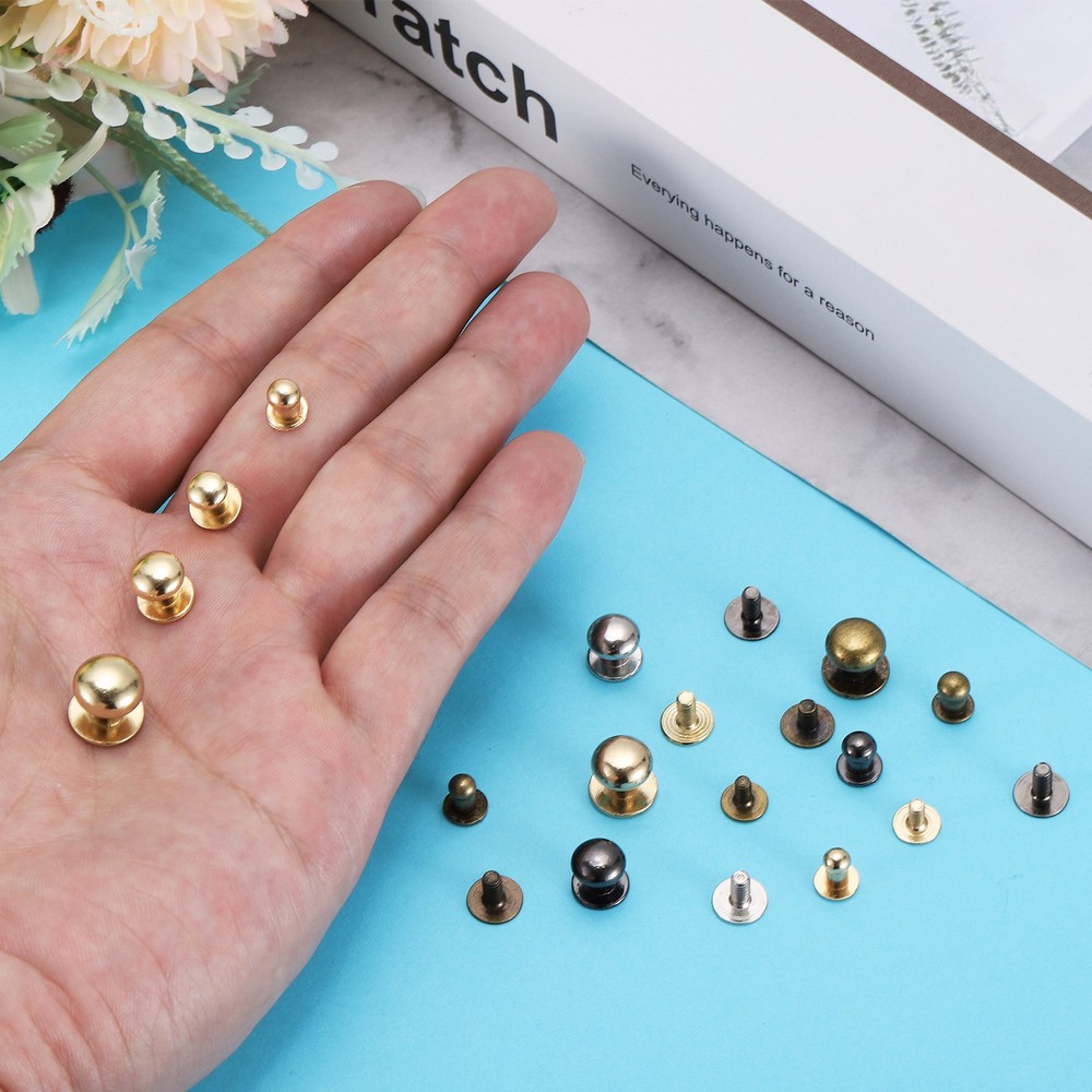 4mm Ball Head Stud Rivets Screw Back, 100Pack Button Nipple Rivet, 4 Colors
