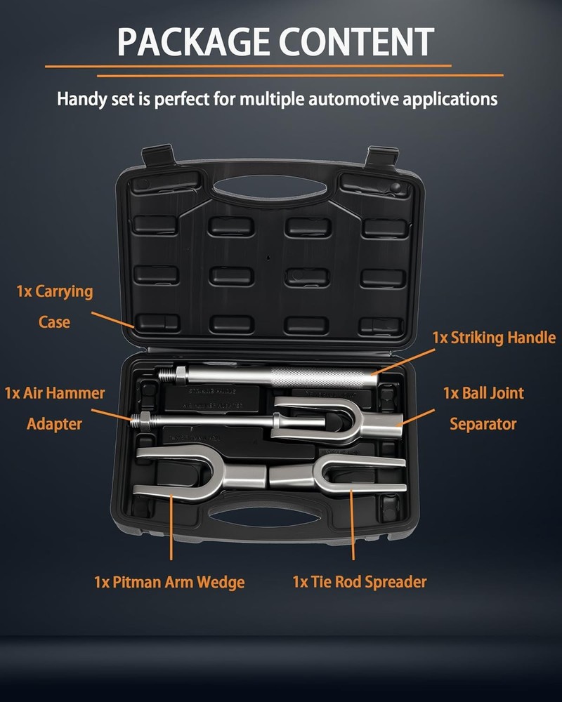 5-Piece Ball Joint Separator Set, Pickle Fork Tool Set, Tie Rod Removal Tool Set