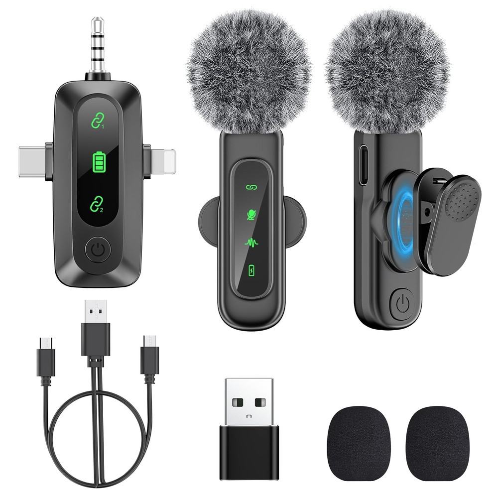 3in1 Wireless Lavalier Microphone for iPhone/Android/Camera/iPad, mini Microp...