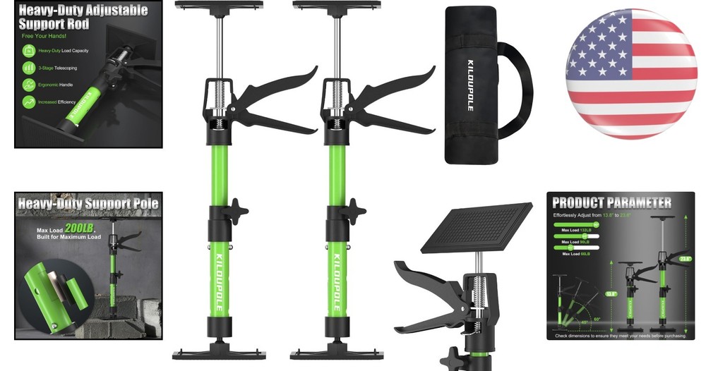 Ultimate 2-Pack Adjustable Support Poles, 13.8-23.6 Inches for Heavy Duty Tasks