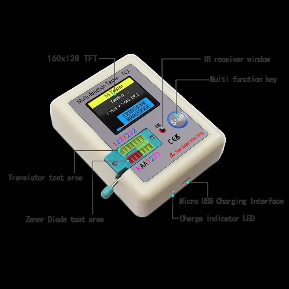 1.8" LCD Display Multi-meter Transistor Tester Diode Triode Capacitor Resistor
