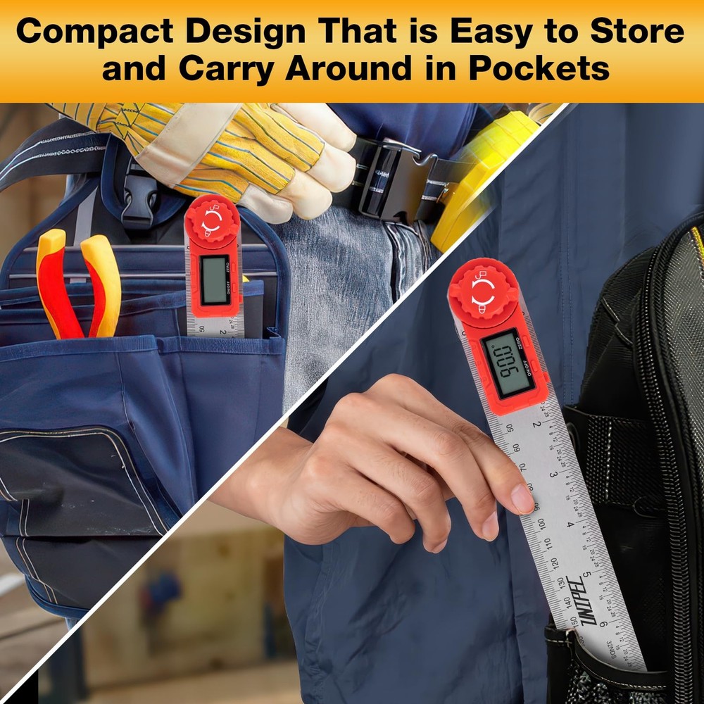 UNIPEC Digital Angle Finder Protractor, Ruler,Stainless Silver