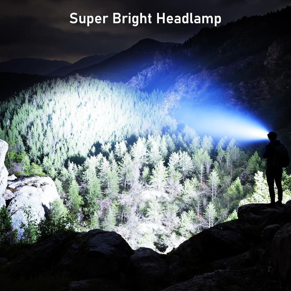 LED Headlamp Rechargeable,2000L Super Bright Headlight with Motion Sensor-2 Pack