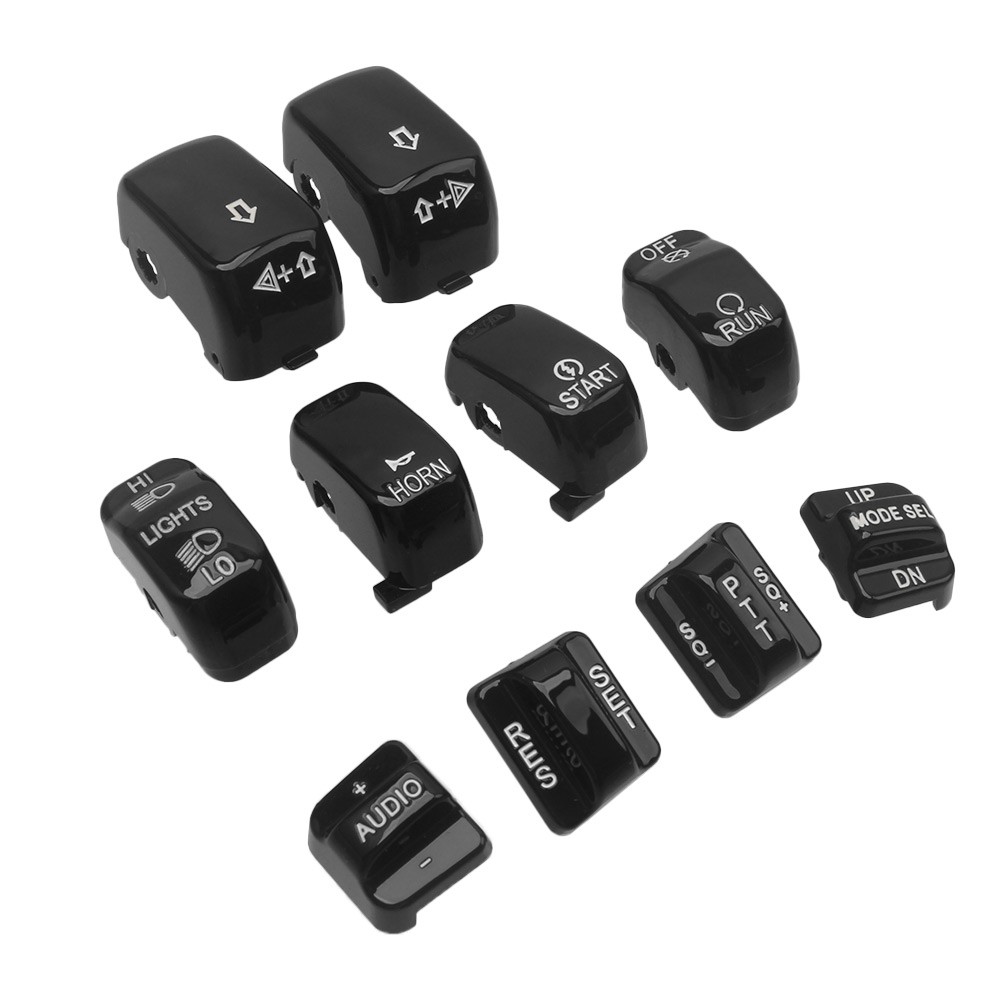 Black Mount Caps Hand Control Switch Button Covers For Harley Touring Road Glide