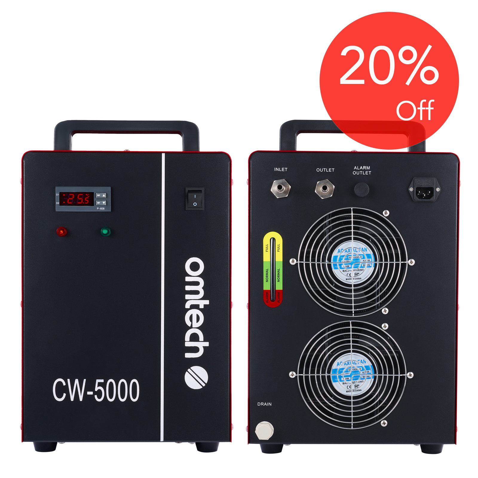 OMTech CW-5000 Industrial Water Chiller for CO2 Laser Engraving Cutting Machines