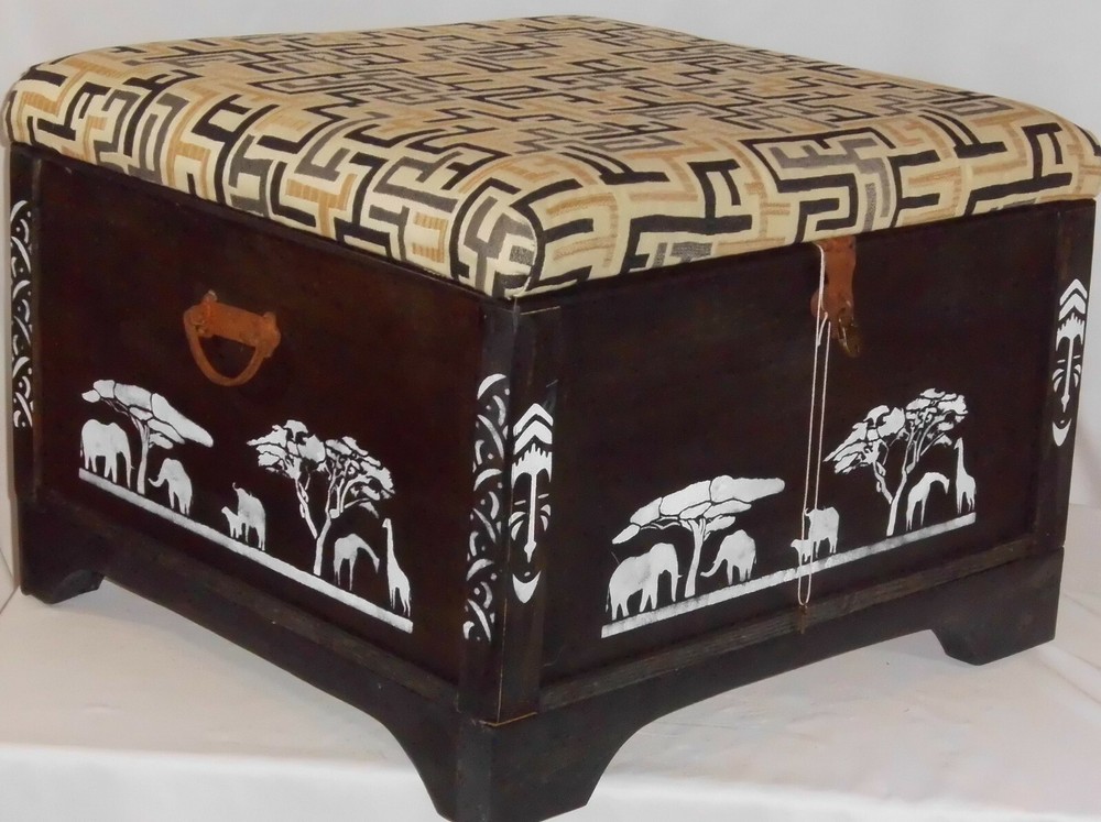 Ebony Ottoman/ Storage Box  ( Primitive)