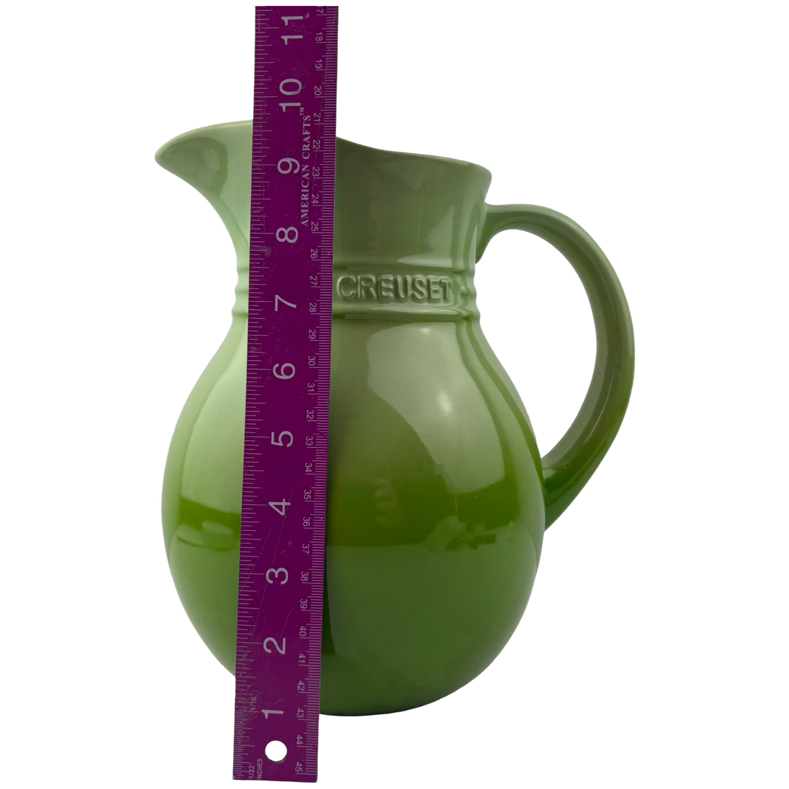 Le Creuset PALM GREEN Beverage Pitcher Jug Large 3 Quart Stoneware 08 49