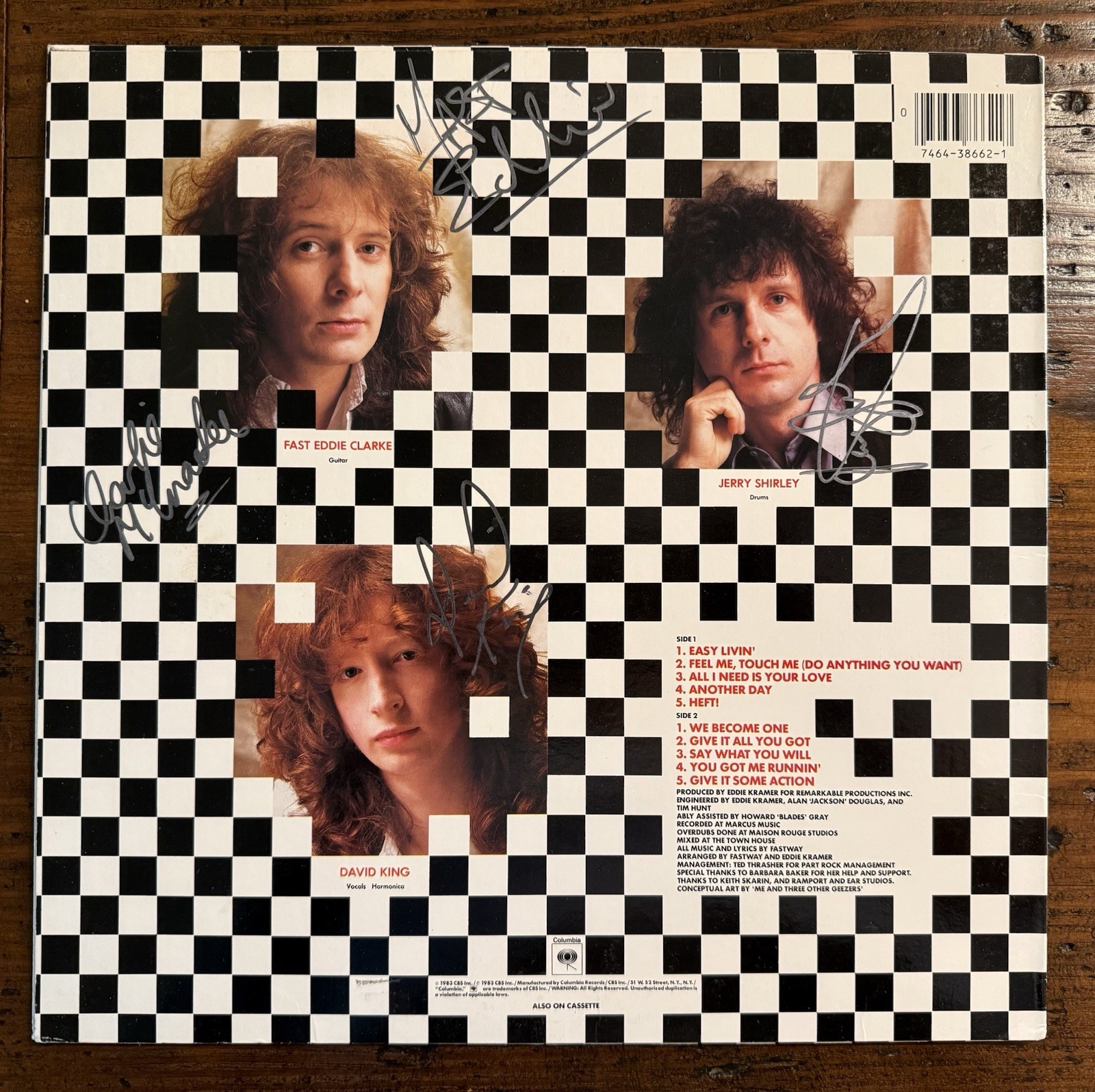 Fastway Album Cover Hand Signed. Fast Eddie Clarke. MINT