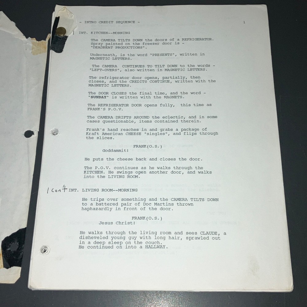 LEFT-OVERS (2000) Production-Used Jason Phillips Small Comedy Script wNotes +COA