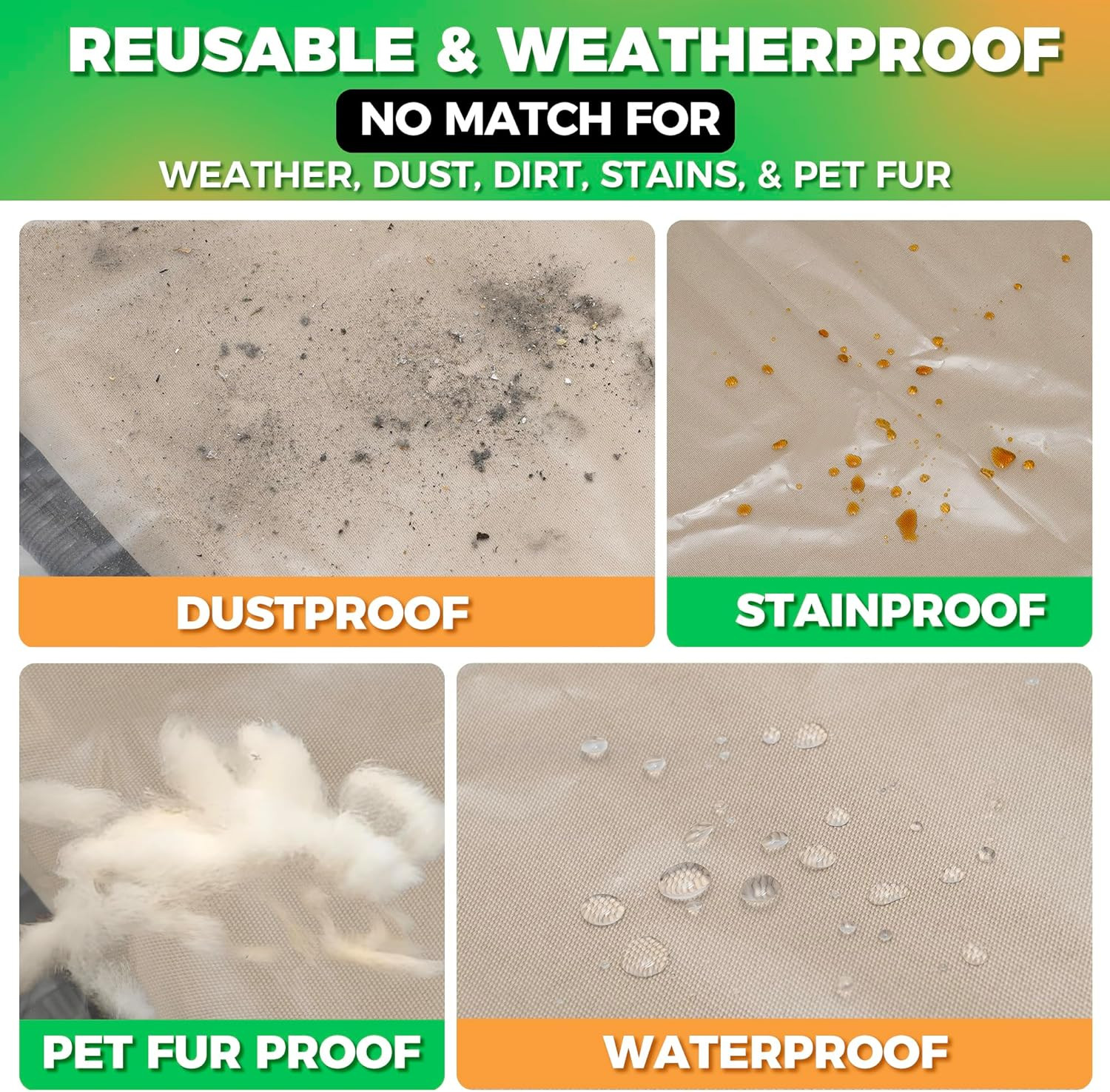 2-Pack Waterproof Outdoor Chaise Lounge Covers for Patio Furniture - Reusable &