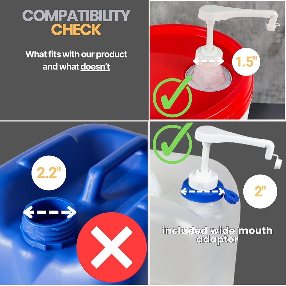 Durable Multi-Use Liquid Pump Dispenser - 2 Pack for Gallons & 5-Gallon Buckets