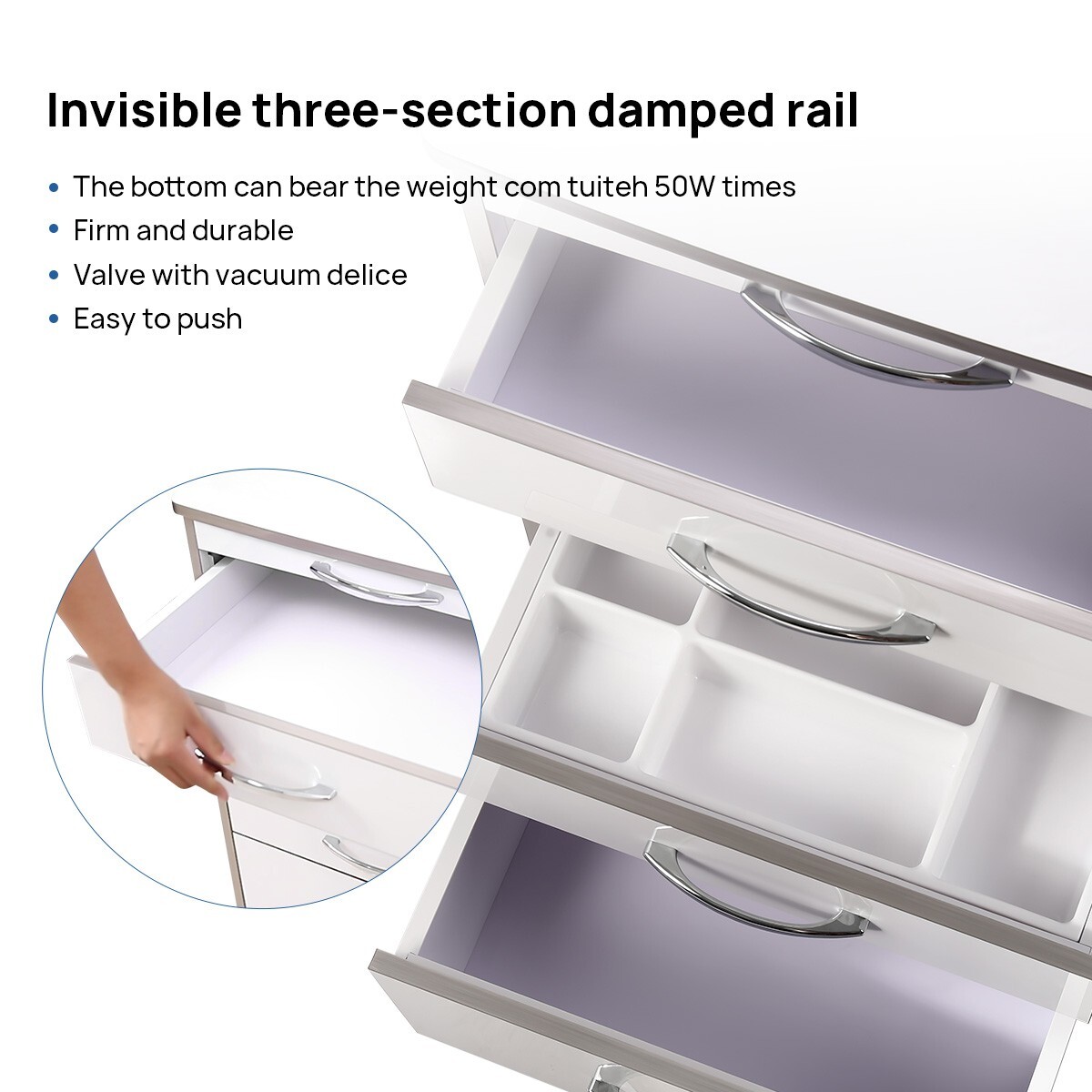 Dental Cart Storage Cabinet 3Drawers Mobile Utility Cart Medical Cabinet Trolley