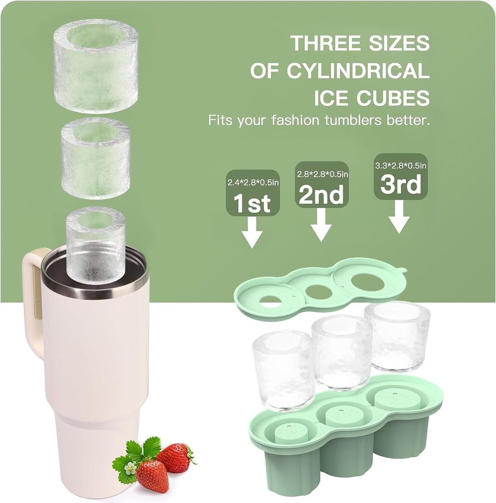 Silicone Ice Cube Tray Set with Lids Stackable Easy Release Freezer Mold