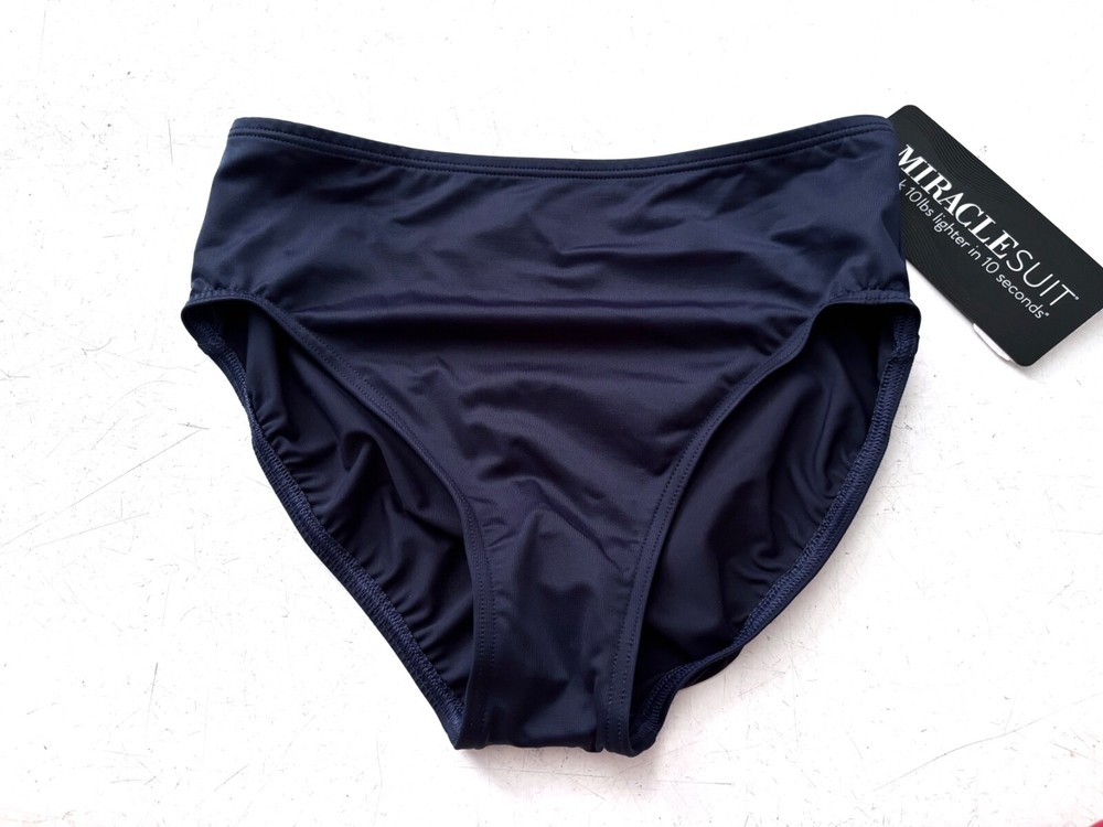 Miraclesuit Bikini Swim Bottom Solid Midnight Blue High Rise Nwt 6516601