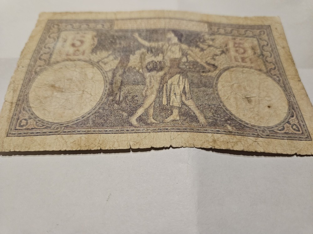 Old banknote from Romania 5 lei 1928