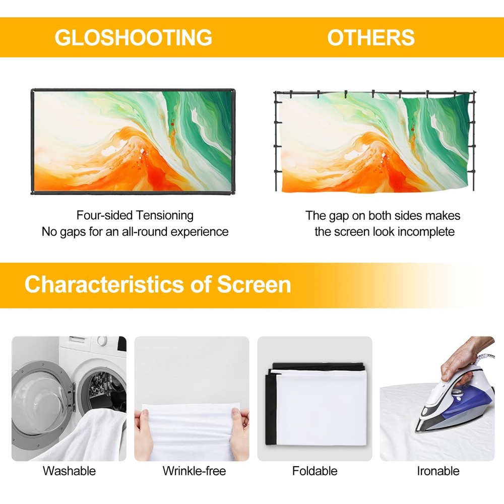 Projector Screen with Stand, 100 inch Portable Projector Screen Stand with El...