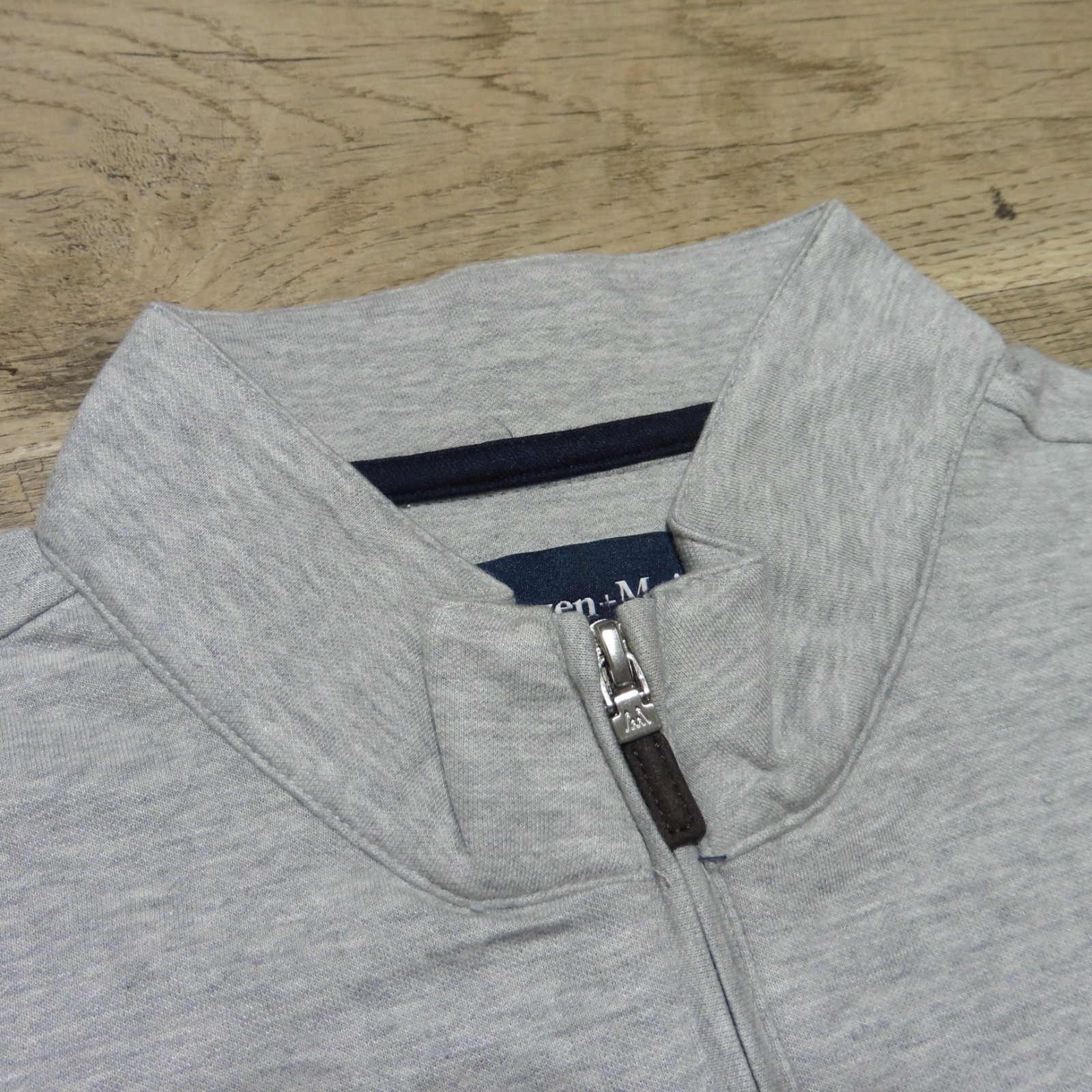 MIZZEN + MAIN Mens L LARGE PULLOVER KPI QUARTER ZIP GREY PERFORMANCE 1/4