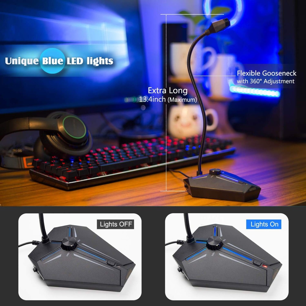 Computer Microphone, G006Plus USB Desktop Condenser PC Laptop Mic, Mute Butto...