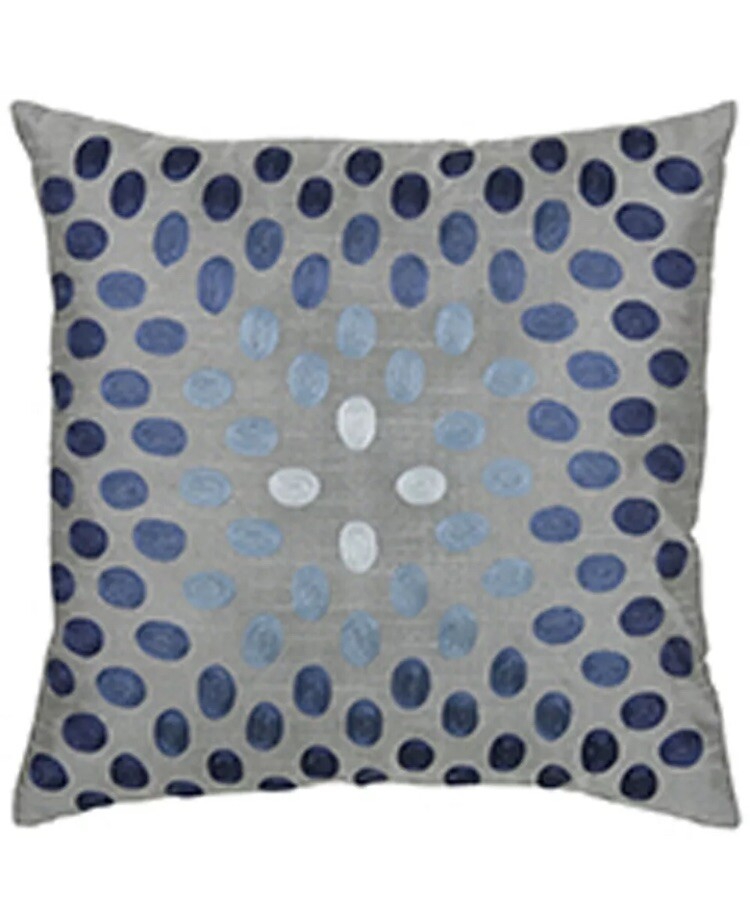 Rizzy Blue Dotted Gradient Bulbs Transitional Throw Pillow Circles