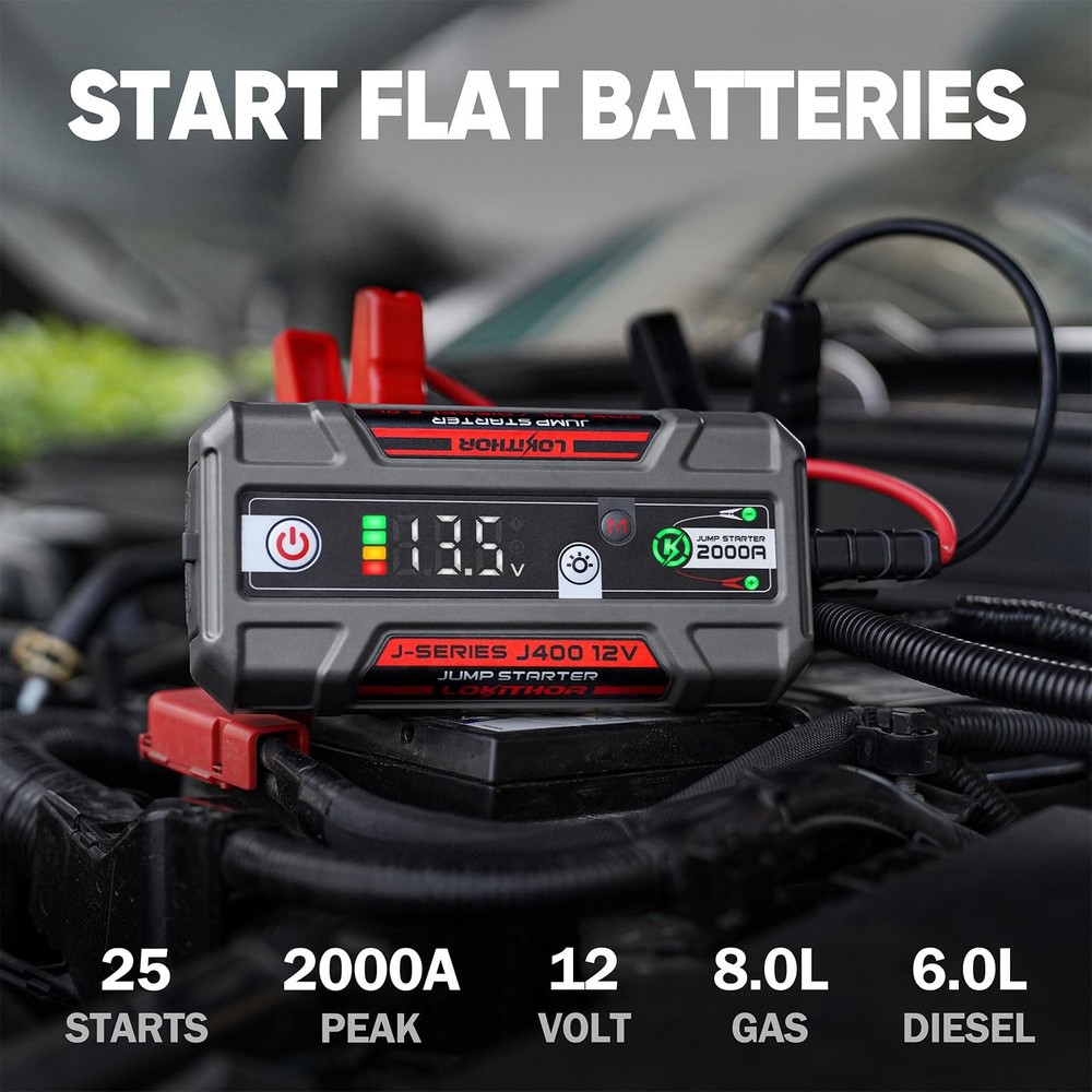 LOKITHOR J400 2000A Portable Jump Starter, 12V Lithium Battery J400, Basic