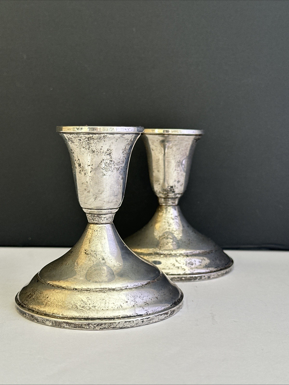 Pair Towel weighted Sterling Silver Candlesticks Candleholders Classic