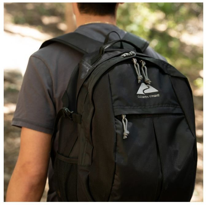 Ozark Trail Hiker Backpack 25 Liter, Black, Polyester, Adult, Teen