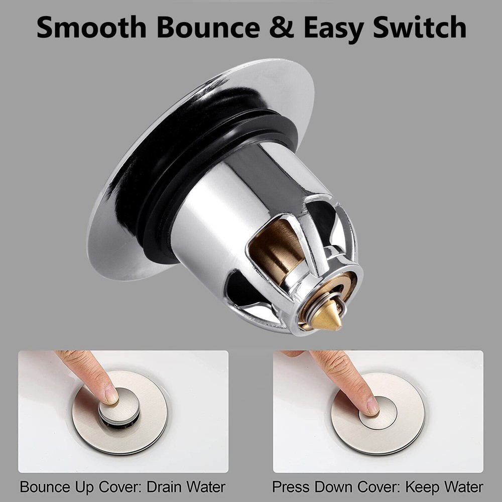 Universal Bathroom Sink Stopper Pop Up Drain Filter Bullet Core Push Plug Bounce