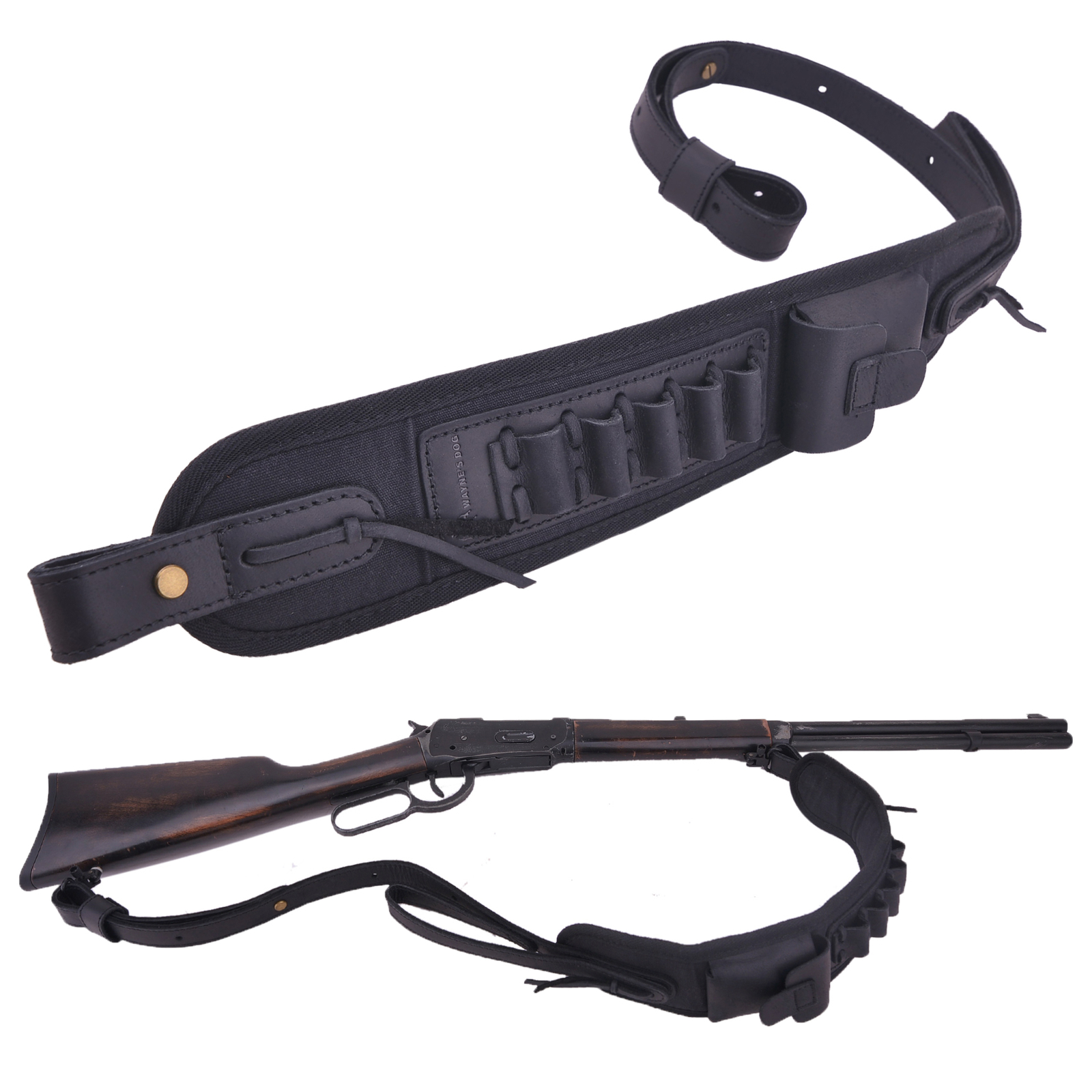 WAYNE'S DOG Durable Leather Rifle Sling Shotgun Strap for .22MAG.30/30.308 12GA