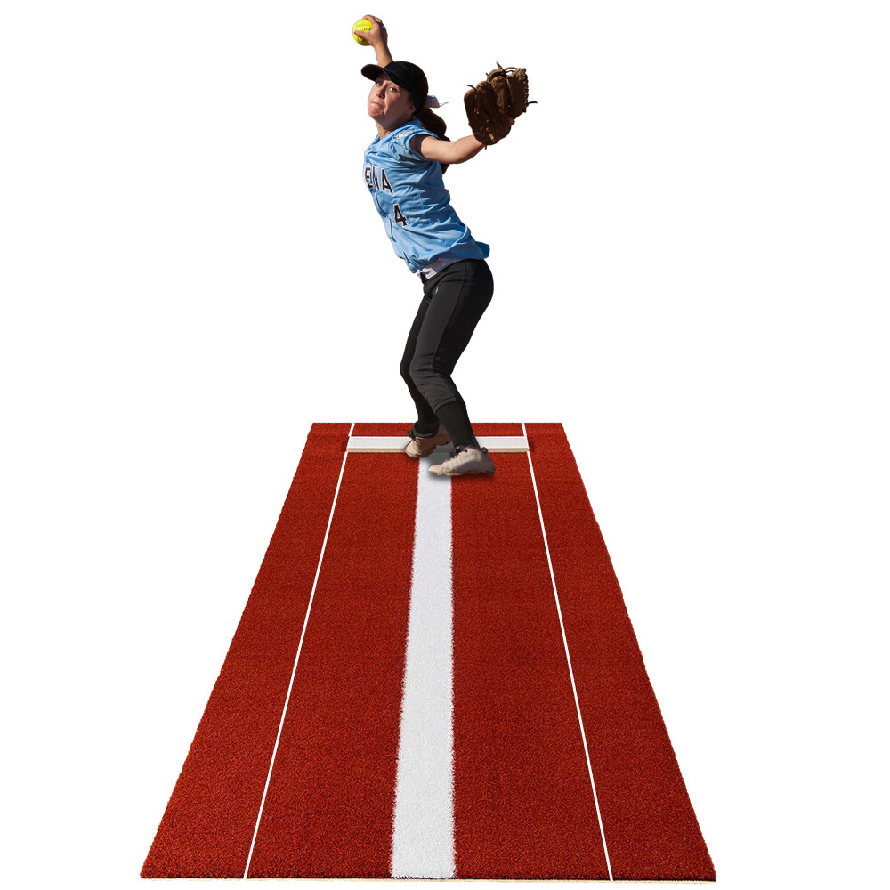 Softball Pitching Practice Aid With Power Line and Pitchers Mound Clay 3' x 10'