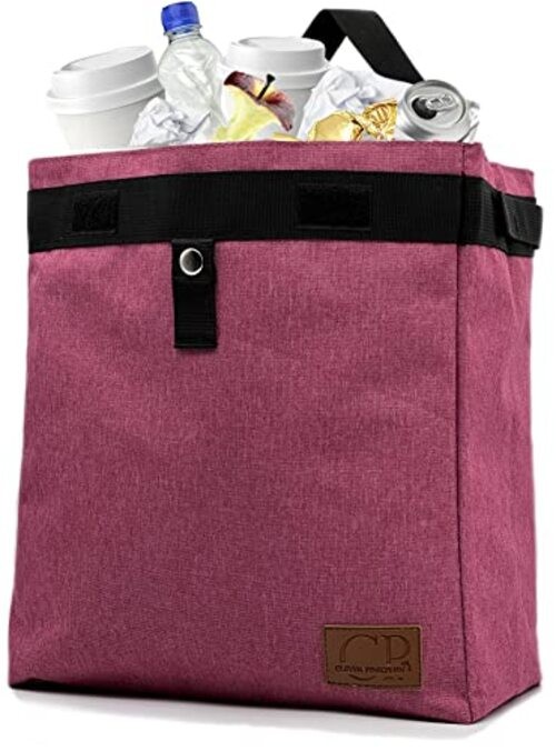 Car Trash Can Hanging for Headrest, Extra Large Waterproof Auto Garbage Pink