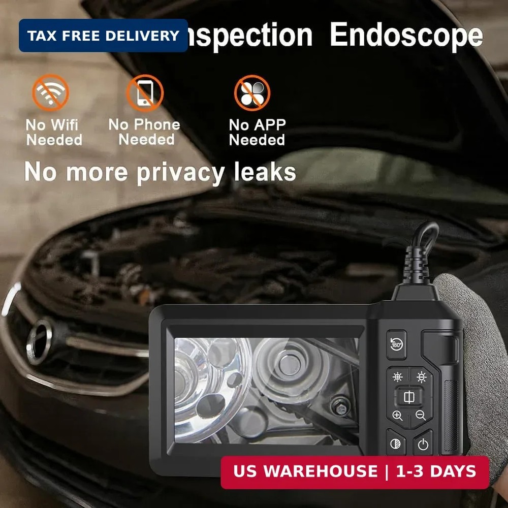Endoscope Camera with Light, Borescope Camera with 4.3" IPS Screen, 1080P HD wit