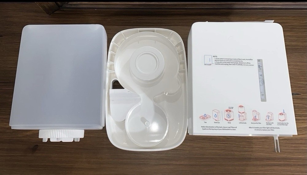 Bedside Evaporative Humidifier w/ Remote 2.5L Night Light, Adjustable, Timer