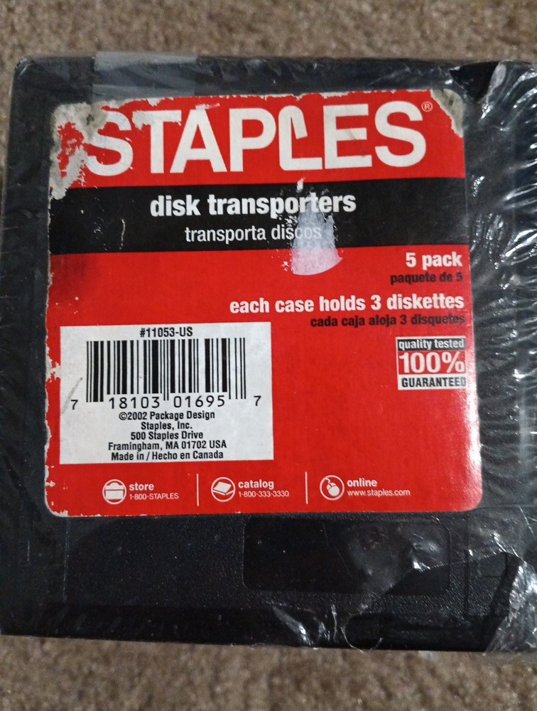 Diskette Holders Floppy Disk Storage 5 Cases 15 Diskettes Staples NEW Sealed