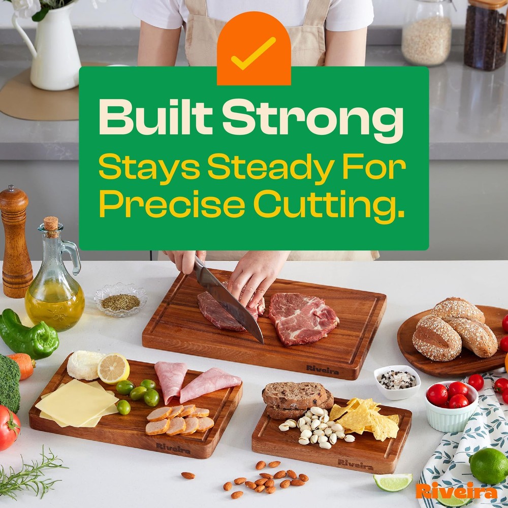 Walnut Wood Cutting Board – Versatile And Durable: Set Of 2 Pcs Rectangular W...